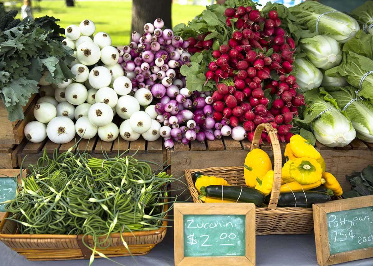 fresh vegetables at a farmers market in montana